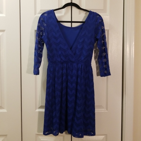 Francesca's Blue Lace Dress - Picture 2 of 2